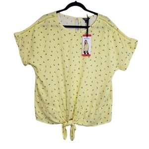 Buffalo David Bitton Tie Front Short Sleeves Top Size Medium